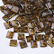 2-Hole Transparent Glass Seed Beads, Antique Style, Rectangle, Dark Goldenrod, 5x4.5~5.5x2~2.5mm, Hole: 0.5~0.8mm