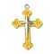 Alloy Rhinestone Pendants, Cross, Platinum & Golden, 40.5x26x4.5mm, Hole: 2mm