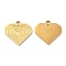Ion Plating(IP) 316L Surgical Stainless Steel Pendants, Nickel Free, Heart Charm, Real 18K Gold Plated, 14x15x1mm, Hole: 1.4mm