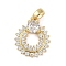 Brass Micro Pave Clear Cubic Zirconia Pendants, Cadmium Free & Nickel Free & Lead Free, with Glass, Real 18K Gold Plated, Round, 18.5x15.5x4mm, Hole: 3.5x4mm