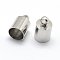 Brass Cord Ends, End Caps, Platinum, 8x4mm, Hole: 1mm, Inner Diameter: 3mm