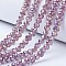 Electroplate Glass Beads Strands, AB Color Plated, Faceted, Rondelle, Old Rose, 4x3mm, Hole: 0.4mm, about 110~115pcs/strand, 39~40cm