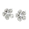 Flower Brass Micro Pave Cubic Zirconia Stud Earring Findings, Cadmium Free & Nickel Free & Lead Free, Platinum, 17x17mm, Hole: 1.2mm