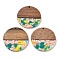 Resin and Walnut Pendants, Flat Round, Green, 38x2.5mm, Hole: 2mm