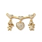 Brass Pave Cubic Zirconia Pendants, Cadmium Free & Lead Free, Heart with Boy and Girl, Real 16K Gold Plated, 17x29x3mm, Hole: 1.2mm