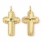 Rack Plating Brass Micro Pave Cubic Zirconia Pendants, Long-Lasting Plated, Lead Free & Cadmium Free, Cross, Real 18K Gold Plated, 21x11.5x3.5mm, Hole: 2mm
