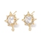 Brass Micro Pave Cubic Zirconia Stud Earring Findings, Cadmium Free & Nickel Free & Lead Free, Sun, Real 18K Gold Plated, 20x17mm, Hole: 1.4mm, Pin: 0.8mm