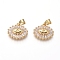 Brass Micro Pave Cubic Zirconia Pendants, Evil Eye, Golden, 15x16x3.5mm, Hole: 3.5x4.5mm, Clear