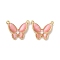 Cat Eye Pendants, Butterfly Charm, with Brass Clear Cubic Zirconia, Cadmium Free & Lead Free, Real 18K Gold Plated, Pink, 17x20.5x4mm, Hole: 1.2mm