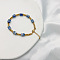 Bohemian Style Disc Natural Blue Spot Jasper Beaded Bracelets, Stainless Steel Jewelry for Women, Golden, Blue, 6-3/4 inch(17cm)