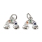 Brass Micro Pave Cubic Zirconia Pendants, Cadmium Free & Lead Free, with Jump Ring, Rainbow Charms, Colorful, 10x12x2mm, Hole: 3mm