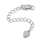 Brass Chain Extender, End Chains, Cadmium Free & Nickel Free & Lead Free, Heart, Platinum, 69mm