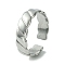 Non-Tarnish 304 Stainless Steel Grooved Open Cuff Ring, Stainless Steel Color, Inner Diameter: 17mm