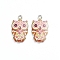 Alloy Enamel Pendants, Owl, Platinum, Dark Orange, 23.5x13x2mm, Hole: 1.6mm, 2pcs/bag