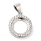 Brass Crystal Rhinestone Pendant Cabochon Settings, Open Back Settings, Ronud, Silver, Tray: 10mm, 16.5x13.5x2.5mm, Hole: 5x3.5mm