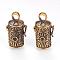 Brass Prayer Box Pendants, Column with Flower, Brushed Antique Bronze, 27.5x15x13mm, Hole: 4x6mm, Inner: 7.5mm, Fit for 3mm rhinestone