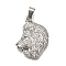 304 Stainless Steel Pendants,  Lion Charm, Anti-Tarnish, Stainless Steel Color, 28.5x21.5x3.5mm, Hole: 3.5x7mm