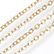 Brass Cable Chains, Soldered, Cadmium Free & Nickel Free & Lead Free, with Spool, Flat Oval, Real 18K Gold Plated, 1.5x1.1x0.3mm, about 98.42 Feet(30m)/roll