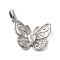Brass Micro Pave Cubic Zirconia Pendants, Cadmium Free & Nickel Free & Lead Free, Butterfly, Platinum, 16x20.5x4mm, Hole: 4.5x3mm
