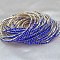 Brass Rhinestone Tennis Bracelets, Stretch Bracelets for Women, Square, Sapphire, Inner Diameter: 2-1/8 inch(5.25cm)