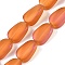 Electroplate Glass Beads Strands, Frosted, Oval, Dark Orange, 14x9x4.5mm, Hole: 1mm, about 50pcs/strand, 27.17 inch(69cm)