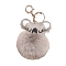 Wool Keychain, with Metal Findings, Koala, Pompom Ball, Gray, 160x80mm