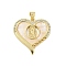 Rack Plated Brass Pendant, Cubic Zirconia and Synthetic Shell, Lead Free & Cadmium Free, Long-Lasting Plated, Real 18K Gold Plated, Heart, 28.5x27x2.7mm, Hole: 4.5x3.5mm
