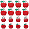 40Pcs 2 Styles Alloy Enamel Pendants, Apple Charm, Red, 18.5~23.5x15~20x3.5mm, Hole: 2~3mm, 20pcs/style