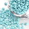 Baking Paint Glass Seed Beads, Round, Sky Blue, 3x1.5~3mm, Hole: 1mm, about 10000pcs/bag, about 450g/bag