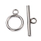 Tarnish Resistant Stainless Steel Ring Toggle Clasps, Stainless Steel Color, Ring: 19x14x2mm, Hole: 3mm, Bar: 24.5x7x2.5mmm, Hole: 3mm