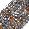 Natural Botswana Agate Beads Strands, with Seed Beads, Faceted Table Cut Cube, 8~9.3x8~9.3x8~9.3mm, Hole: 0.6mm, about 38pcs/strand, 15.35''(39cm)