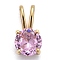 Brass Micro Pave Cubic Zirconia Pendants, Real 18K Gold Plated, Long-Lasting Plated, Flat Round, Plum, 13.5x7x5mm, Hole: 6x2mm