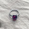 Square 304 Stainless Steel with Glass Finger Rings, Stainless Steel Color, Dark Red, 10mm, US Size 7(17.3mm)