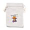 Halloween Cotton Cloth Storage Pouches, Rectangle Drawstring Bags, for Candy Gift Bags, Pumpkin Pattern, 13.8x10x0.1cm