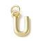 Rack Plating Brass Charms, Cadmium Free & Lead Free, Long-Lasting Plated, Real 18K Gold Plated, Letter U, 12x7x1.5mm, Hole: 3.2mm