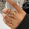 5Pcs Alloy Finger Rings, Butterfly, Golden, Inner Diameter: 16~19mm