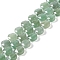 Natural Green Aventurine Beads Strands, with Seed Beads, Faceted Hexagonal Cut, Flat Round, 10~11x5~6mm, Hole: 1mm, about 30~31pcs/strand, 14.57~14.96 inch(37~38cm)