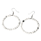 Fashionable Natural Howlite Hoop Earrings for Women, Versatile and Unique, Platinum, 59x42x4mm