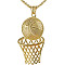 Basketball Alloy Pendant 201 Stainless Steel Box Chain Necklaces, Golden, 27.56 inch(70cm)
