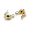 Brass Bead Tips, Calotte Ends, Clamshell Knot Cover, Cadmium Free & Nickel Free & Lead Free, Real 18K Gold Plated, 7x4mm, Hole: 1mm, Inner Diameter: 3mm