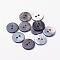 2-Hole Shell Buttons, Flat Round, Black, 15x2mm, Hole: 2mm