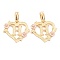 Real 18K Gold Plated Brass  Pendants, Heart with Alphabet, Letter.H, 18x20x3mm, Hole: 6.5x3mm