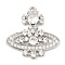 Rack Plating Brass Pave Cubic Zirconia Pendants, Long-Lasting Plated, Cadmium Free & Lead Free, Platinum, 22.5x22x3.8mm, Hole: 1mm