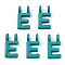 Rack Plating Spray Painted Alloy 2-Loop Link Pendants, Letter Charms, Lead Free & Nickel Free & Cadmium Free, Letter.E, 14x7.5x2mm, Hole: 2mm