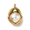 304 Stainless Steel Pendants, with Plastic Imitation Pearl Beads, Oval, 22x15.5x14mm, Hole: 2.5mm