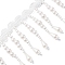 Polyester & Imitation Pearl Beaded Tassel Ribbon, Beaded Trimming, for Skirt, Curtain, White, 55x6mm