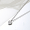 Stainless Steel Heart Pendant Necklaces with Crystal Rhinestone for Women, Silver, 16.54 inch(42cm)