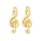 Brass Pendants, Musical Note Charms, Rack Plating, Long-Lasting Plated, Cadmium Free & Lead Free, Real 18K Gold Plated, 17x6x2mm, Hole: 1mm