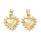 Brass Pendants, with ABS Imitation Pearl, Heart, Lead Free & Cadmium Free, Rack Plating, Long-Lasting Plated, Real 18K Gold Plated, 17x15.5x4mm, Hole: 4.5x3.5mm
