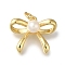 Rack Plating Brass with ABS Plastic Pearl Charms, Long-Lasting Plated, Cadmium Free & Lead Free, Bowknot Charms, Real 18K Gold Plated, 14.5x18x6.5mm, Hole: 3mm